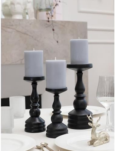 CANDWAX 3x4 inch Pillar Candles Set of 3 – Unscented Dripless Rustic Light Gray Candles for Decor, Centerpieces, Weddings - Image 5