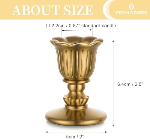 Romadedi Gold Candlestick Candle Holders, Brass Color, Pack of 2 - Image 4