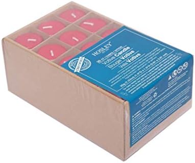Hosley Set of 30 Unscented Pressed Red Votive Candles – Bulk Pack, Clean-Burning, Long-Lasting 10-12 Hour Burn Time – Ideal for Weddings, Home Décor, Spa, and Events by HOSLEY