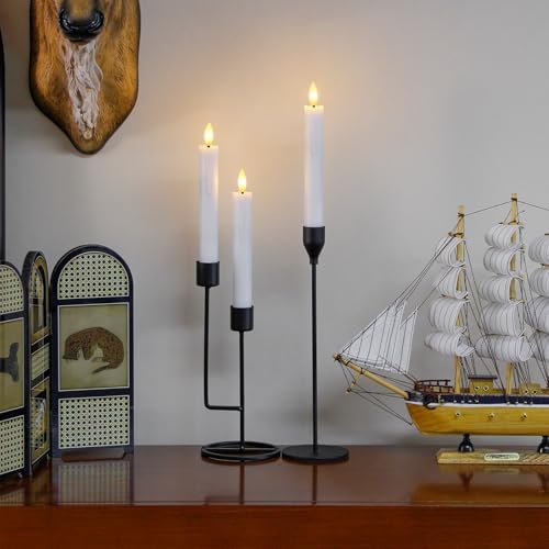 Flameless Flickering Taper Candles Two Remote, 7.5 Inch White Battery Operated LED Window Candles Timer,Set of 8 Plastic 3D-Wick Dripping-Wax Effect Flameless Candlesticks(0.86”Dia,Warm Fire) - Image 3