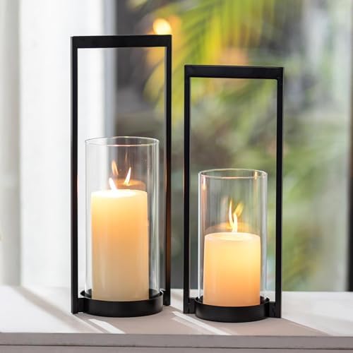 Sziqiqi Hurricane Candle Holder for Pillar: Black Candle Holders for Table by SZIQIQI