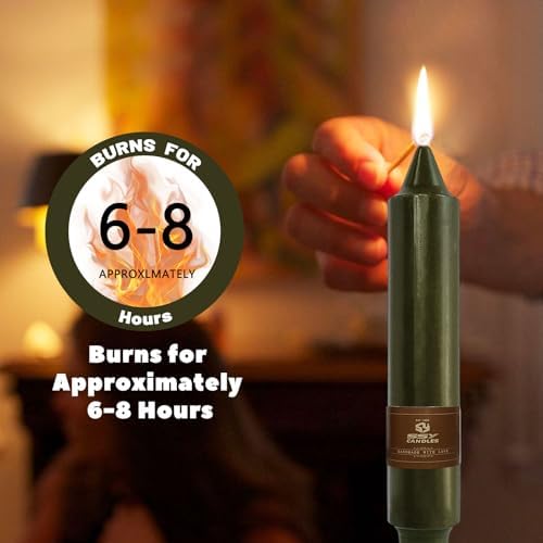 NJAO HOO Olive Green Short Taper Candle 7 Inch Candlesticks Unscented Dripless Tapered Candle Set for Home Decor Christmas Party Dinner Candles, 4 Pack - Image 5