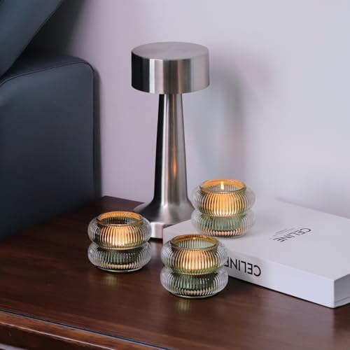 Woho Green Glass Votive Candle Holders Set of 6 for Spring Wedding Table - Image 2