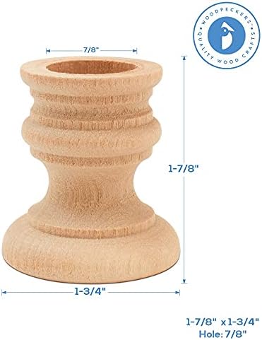 Unfinished Wood Country Candle Cups, 1-7/8 inch with 7/8 inch Taper Candle Hole, Pack of 25, by Woodpeckers - Image 2