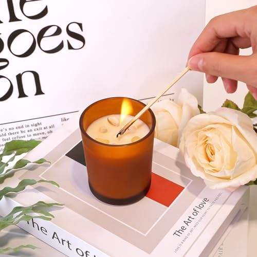 CONNOO 15-Pack 7oz Fall Amber Candle Jars with Bamboo Lids - Image 6