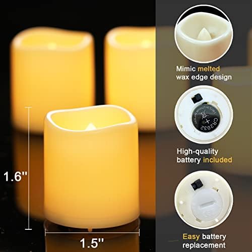 Homemory 12 Pack Ivory Flameless Flickering LED Votive Tealights Candles - Image 3