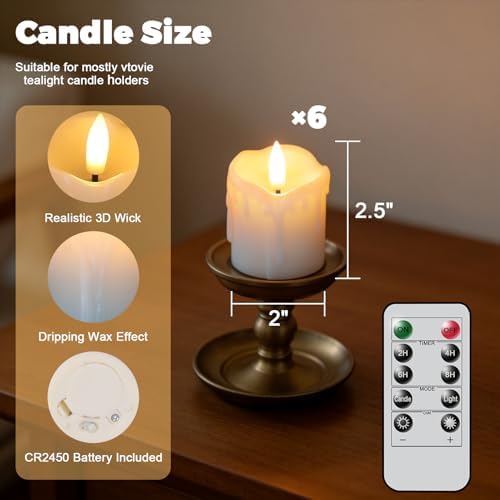 White Flameless Votive Candles Battery Operated with Remote Timer - Image 2