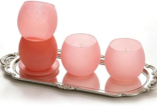 Blush Pink Glass Candle Holders Set of 4, Vintage Frosted Votive Candle Holders for Mother's Day, Romantic Tealight Candle Holders for Wedding Table Centerpieces, Aesthetic Pink Decor for Home Office - Image 3