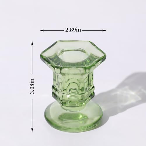 Lanttu 12 Pcs Green Candlestick Holders Bulk Glass Candle Holders Set - Image 2