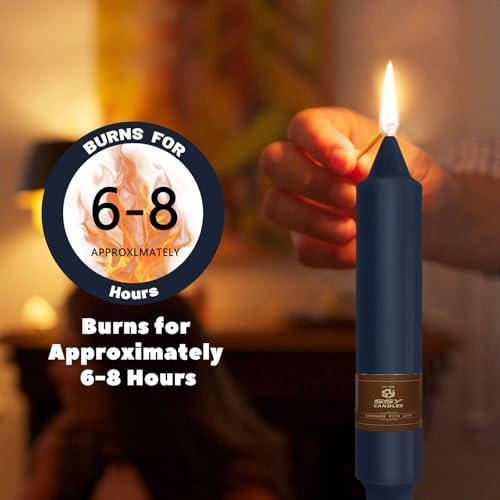 NJAO HOO Candlesticks Short Taper Candles, Unscented Candle Sticks Straight Dinner Candle Set for Home Decor Weddings Halloween Festive Seasons Holiday, Set of 4,Indigo 7 Inch - Image 6