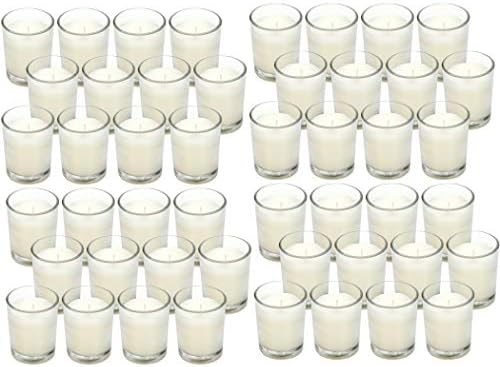 48-Pack Clear Glass Votive Candles – 10–12 Hour Long Burn, Unscented, Ivory, Bulk Set for Weddings, Events & Table Centerpieces – Hosley by HOSLEY