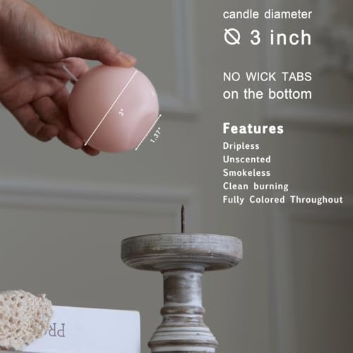 MOZEAL Hand-Poured, 3 Inch Pearl Blush Round Ball Candles - Elegant Pearl Blush Round Pillar Candles Set of 3, Dripless, Unscented, Smokeless, Ideal for Weddings and Elegant Celebrations. - Image 4