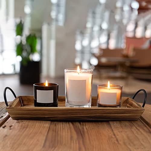 Natural Wood Candle Tray, Metal Handles, Farmhouse Centerpiece, Home Decor - Image 2
