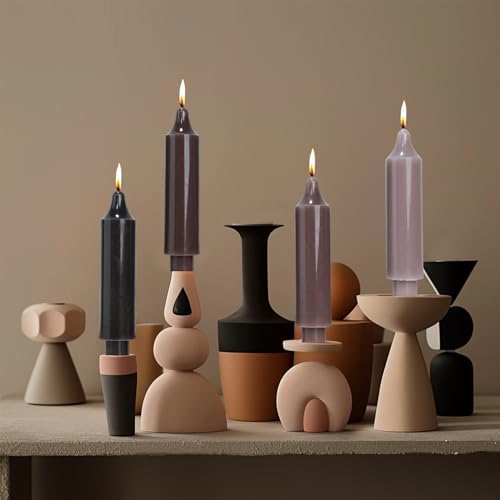 Brown Short Taper Candle Stick Dripless Dinner Candle for Wedding Party Decoration Home Dinner,6.5inch,4 Pack,Gradient Brown - Image 3