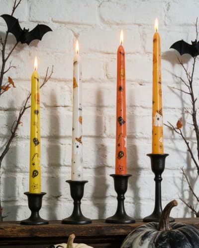 MAITREYA Cute Ghost Taper Candles Spooky Halloween Dinner Candles Home Table Decoration for Autumn Festive Party Gift-4pcs,10inch by MAITREYA