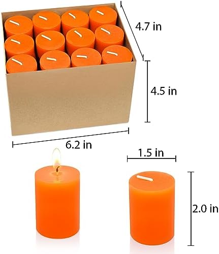 24 Packs Unscented Orange Votive Candles, Small 2.0 Inch 12 Hours Wax Fall Harvest Colored Candles for Thanksgiving Halloween, Wedding, Party, Holiday & Home, - Image 6