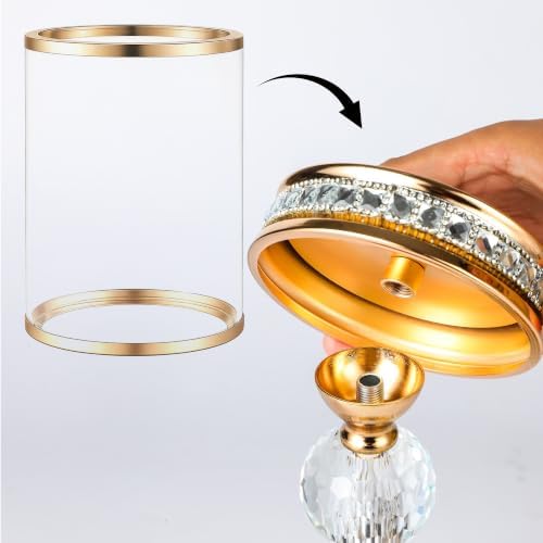 Hurricane Candle Holder, 12.6" Tall Metal Stand, Glass Pillar Candle Holder - Image 4