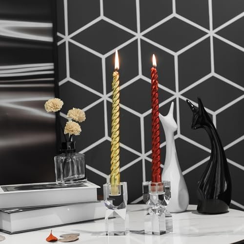 Home Crystal Candlestick Holders Pack of 2 Clear Crystal Taper Candles Holder, Table Centerpieces for Party and Wedding Decoration(3.9''Tall) - Image 4