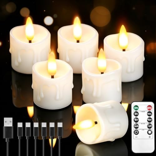 6 Pack Small Rechargeable Flameless Candles with Remote Timer by CAQUIRU