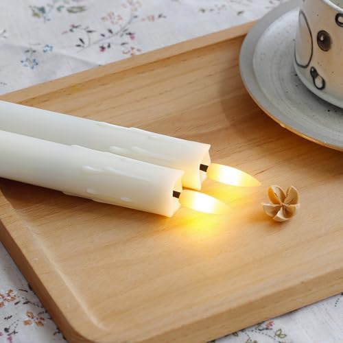 Flameless Flickering Taper Candles Two Remote, 7.5 Inch Ivory Battery Operated LED Window Candles Timer,Set of 8 Plastic 3D-Wick Dripping-Wax Effect Flameless Candlesticks(0.86”Dia,Warm Fire) - Image 6