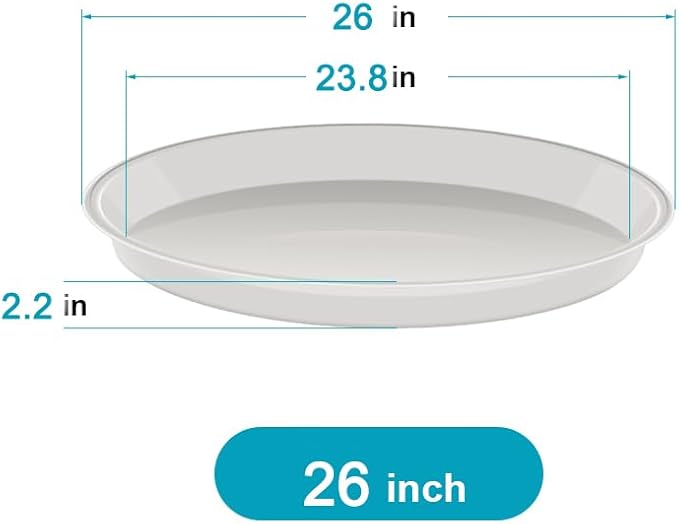 VUWEZ 6 Pack of 25 inch Plant Saucer, Plant Tray 25 Inch Round, Plant Saucers for Indoors, Plant Trays for Pots, Flower Pot Saucers, Pot Saucers for Planter 19-26" (25", Gray)
