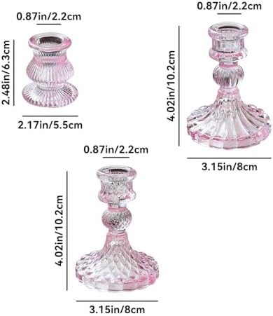 Glass Candlestick Holders Set of 6, Taper Candle Holder for Wedding Festival Christmas Party Valentine's Decor, Table Centerpieces (Amber) - Image 2