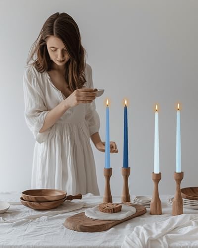 10 Inch Blue Taper Candles-Dripless Unscented Tapered Candle Smokeless Candlestick Long Slow Burning 8 Hours Tall Sticks for Christmas Wedding Dinner Parties 12 Pack - Image 2