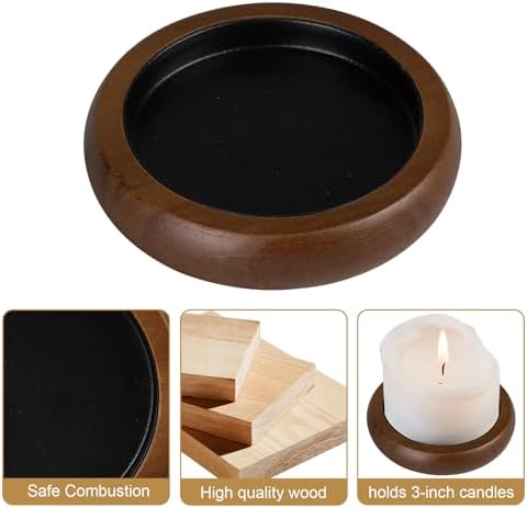 Candle Holder for Pillar Candle Set of 4, Farmhouse Wood Candle Holder, Rustic Wooden Candle Stand, Candles Tray Decorative for Living Room, Table Centerpiece, Brown - Image 3