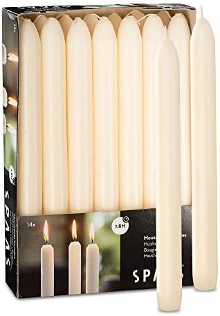 Tribello Ivory Candlesticks, Pack of 14, 9" Tall Cream Taper Candles by Tribello