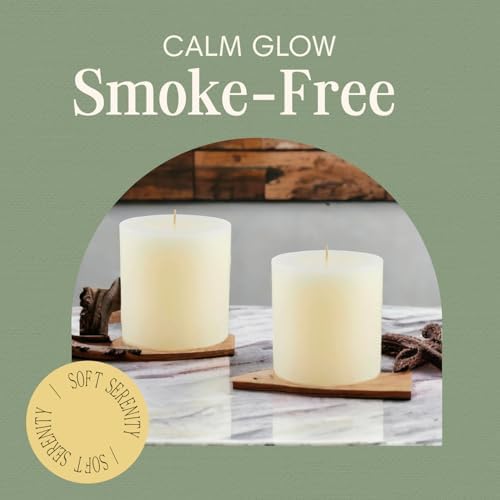 Mister Candle Non Scented Pillar Candle, Unscented 4 x 4 Inch Candles (Set of 2) Hand Poured Ivory Unscented Candles for Home Decor, Premium Wax, Smokeless & Dripless, 80 Hour Burn Time - Image 4