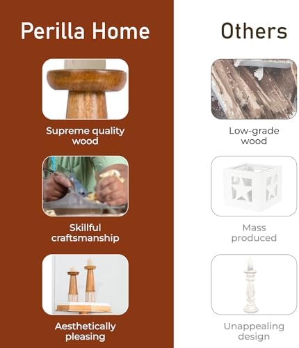 Perilla Home Wood Texture Candlestick Holders Set of 3 - Premium Candle Holders for Candlesticks, Taper Candles, Party, Anniversary, Dinning Table Vintage Candle Holder Centerpiece - (12"x10"x8") - Image 5