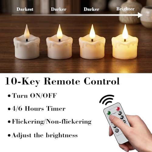 GenSwin Wax Rechargeable Tea Lights Candles Votive Battery Operated Remote - Image 3