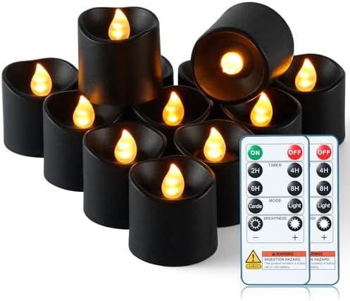 Homemory Black Flameless LED Votive Tealight Candles & Timer Remote, 24Pack by Homemory