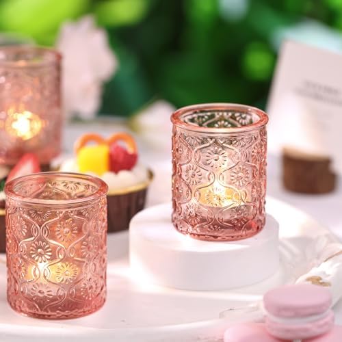 Volens 24pcs Pink Votive Candle Holders for Table Centerpiece, 2.16"x2.65"H - Image 5