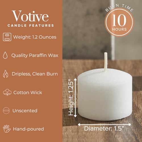 Simply Soson White Votive Candle Set of 24 Bulk Unscented 10Hr Burn - Image 2