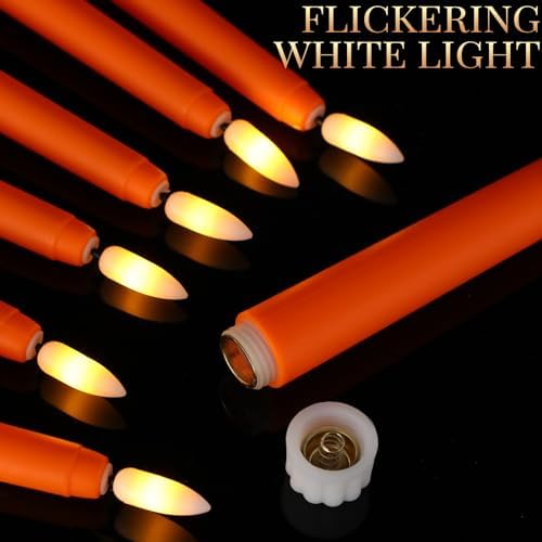 Macarrie 24 Packs Flameless Taper Candles Battery LED 11",Orange - Image 4