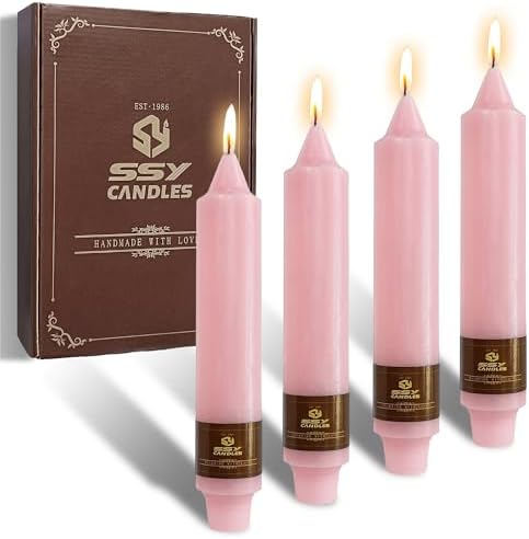 Pastel Taper Candle Pink Candlesticks,7Inches Short Tapered Candles Unscented Candle Sticks Dripless Candles for Dinner Decor Women Gift Idea,4pcs (18D4PC-PINK) by Gedengni