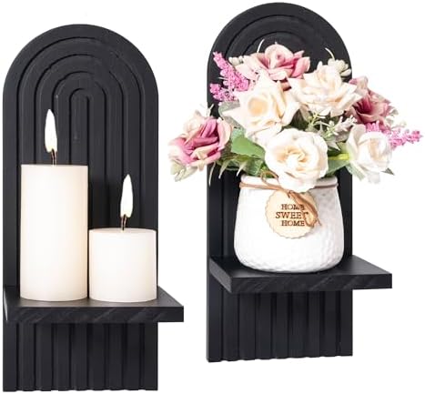 Yorkmills Sconces Wall Decor Set of 2, Wall Candle Holder Black Wall Art by Yorkmills