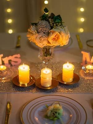 Iron Pillar Candle Holder: 4.25" Gold Candle Tray and Plate - Image 4