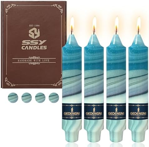 Print Taper Candle Spiral Candlesticks - Gedengni 4pcs Marble Handmade Twisted Candles Short Candle Sticks 7inches Flower Tapered Candles for Home Party Wedding Dinner Decoration,18D4T-BGLT by Gedengni