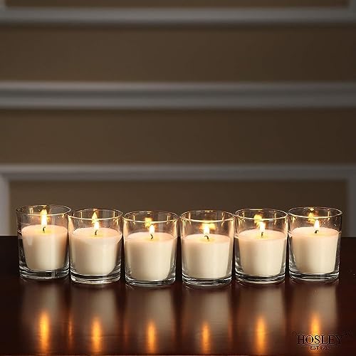 Hosley 20-Pack Ivory Unscented Votive Candles in Clear Glass Holders - Long Burn Time Hand Poured Wax for Weddings and Home Decor - Image 2