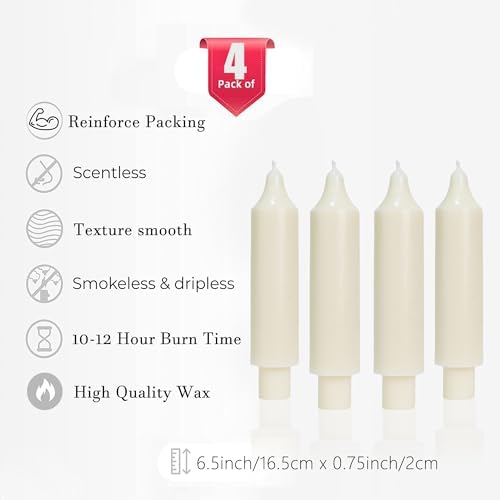 MAITREYA Ivory Short Taper Candle Candlesticks Dripless Dinner Candle for Wedding Party Decoration Home Dinner,6.5inch,4 Pack - Image 4