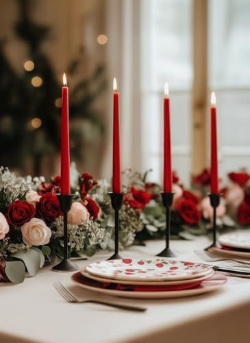 10" Classic Taper Candles, Red, 4-Pack, 7-8 Hours Long Burning, Unscented Tall Candlesticks - Image 6