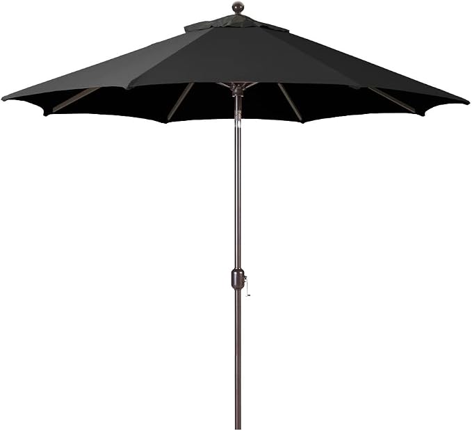 Galtech 11FT Octagon Patio Umbrella with Auto Tilt, Black Sunbrella Fabric, Heavy Duty Aluminum Frame for Pool, Deck, Backyard, 98% UV Protection