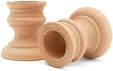 Wooden Candle Cups Country-Style, 1-7/8 inch with 7/8 inch Taper Candle Hole, Set of 4 Ufinished Candlesticks, by Woodpeckers - Image 4