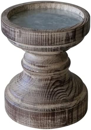 SOFE Wood Pillar Candle Holder, Handmade Farmhouse Candle Holders 6“ Tall by SOFE