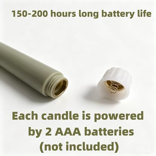Sage Green Flameless Taper Candles with Remote Timer Set of 4 - Image 3