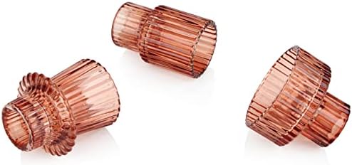 Vixdonos Glass Candlestick Holders Tealight Candle Holders for Table Centerpieces, Wedding Decor and Dinner Party (3 Pcs, Reddish Brown) - Image 3