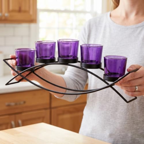 Seraphic Dining Room Table Centerepice,Tealight Candle Holder, Purple - Image 5