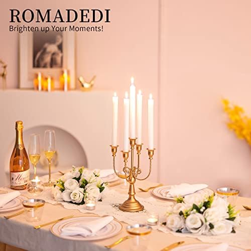 Romadedi Gold 5 Arm 11.8" Candelabra Candle Holders, Set of 2 - Image 4